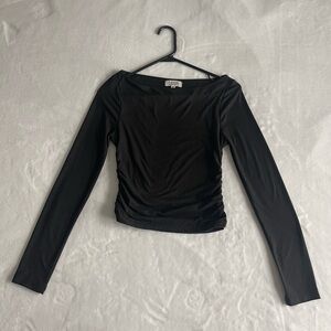 Black Long Sleeve Cropped Top